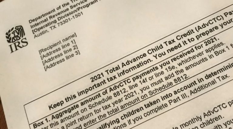 IRS 아동택스크레딧 내역서류 6419, 오류주의